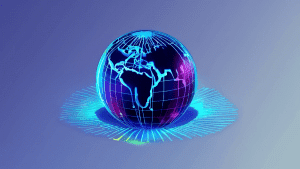 A digital fingerprint scanning a glowing globe.