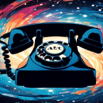A vintage rotary phone with the AT&T logo transforming into a swirling galaxy.