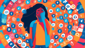 DALL-E Prompt: A digital illustration featuring a person standing in the middle of a circle of various PayPal logos and symbols, each representing a different account. The person should have a thought