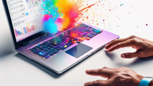 DALL-E Prompt: A hand clicking on a computer mouse, causing a colorful explosion of analytics data and charts to burst out from the computer screen, against a white background.