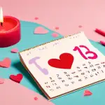 A photo of a calendar with a heart drawn around an important date and a birthday cake with lit candles sitting on top of the calendar.