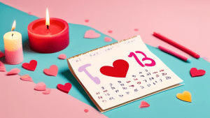 A photo of a calendar with a heart drawn around an important date and a birthday cake with lit candles sitting on top of the calendar.