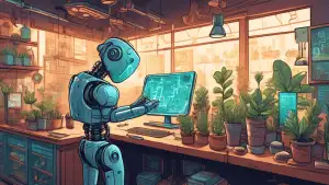 Here are some DALL-E prompts relating to small businesses utilizing AI tools:nn**Option 1 (Literal):** nnA friendly robot handing a magnifying glass to a small business owner inside a cozy shop, symbolizing AI providing insightsnn**Option 2 (Metaphorical):**nnA small plant growing rapidly inside a circuit board, representing the growth potential of small businesses using AInn**Option 3 (Specific AI Tool):**nnA chatbot wearing an apron, helping a small business owner manage customer orders inside a bakerynn**Option 4 (Humorous):**nnA squirrel using a futuristic tablet with glowing AI interface, struggling to analyze a pile of acornsnnYou can tailor these further by specifying the type of small business, adding descriptive adjectives for mood and style, or mentioning specific AI applications.