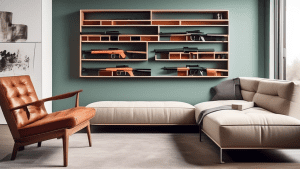 Design a stylish modern living room with a clever hidden gun storage solution. Include furniture such as a coffee table or bookshelf that discreetly conceals firearms, blending seamlessly with the roo