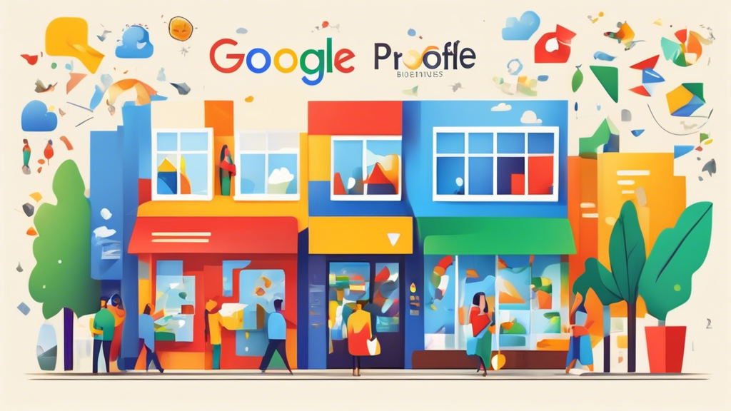 A vibrant, eye-catching banner image with the Google Business Profile logo seamlessly integrated, showcasing a variety of businesses and their positive customer reviews.