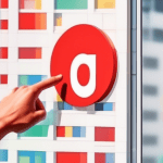A finger pressing a large red delete button below a storefront with the Google Maps pin logo fading into pixels.