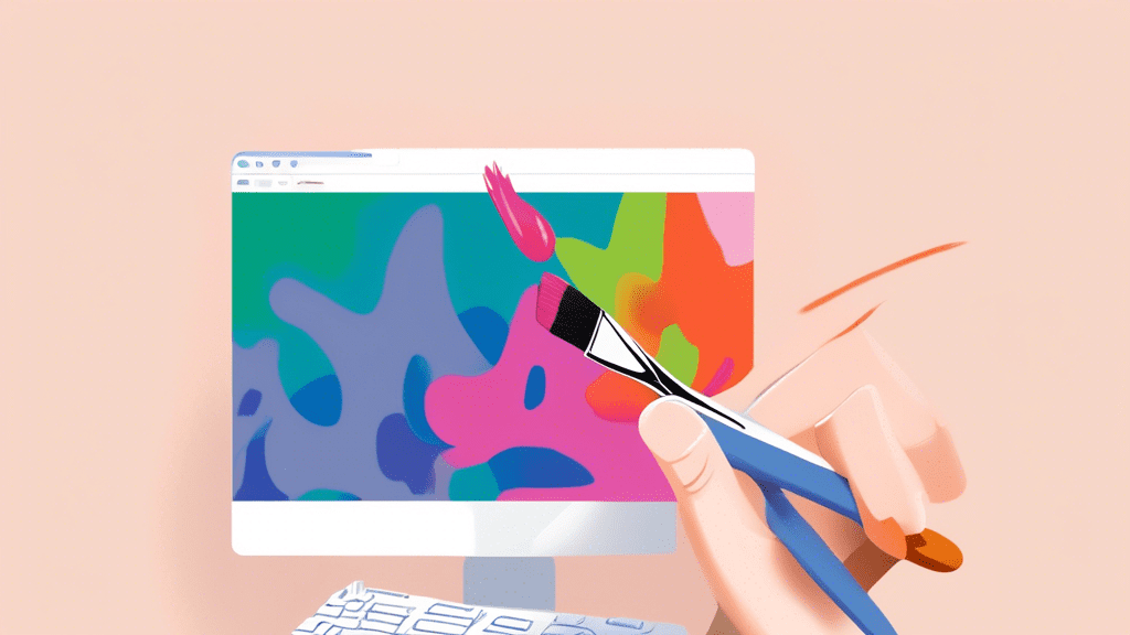 A hand coming out of a computer screen holding a paintbrush, painting the Weebly website logo on a large digital canvas.