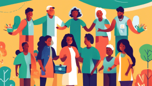 Here is a DALL-E prompt for an image related to the article title Exploring Local Services: Connecting with Your Community:nnA colorful illustration showing a diverse group of smiling people standing