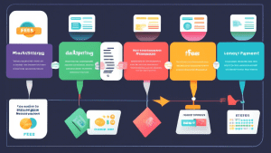 Here is a DALL-E prompt for an image that relates to the article title FastSpring: Understanding Payment Processing Fees:nnA colorful infographic showing a flow chart of money symbols, credit card ico