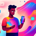 DALL-E Prompt:nA frustrated person holding a smartphone with the LINE app open, showing an error message that reads Invalid Phone Number. The background features a blurred, colorful abstract design, s