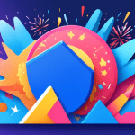 A blue checkmark badge hovering over a storefront with the Google My Business logo in the background and fireworks exploding around it.