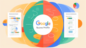 A Venn diagram comparing Google Business Profile and Google Analytics with overlapping sections showcasing shared features and distinct features highlighted in separate sections.