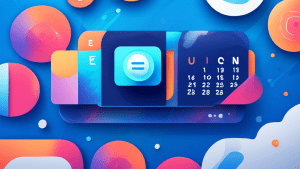 DALL-E Prompt: A digital illustration showing a calendar app icon with the Zoom logo integrated into it, set against a blue background with abstract shapes and lines representing digital connectivity
