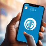 DALL-E prompt: A close-up view of a person's hand holding a smartphone, with the AT&T and Citi logos displayed on the phone's screen, suggesting a user logging into their AT&T Universal Citi Card acco