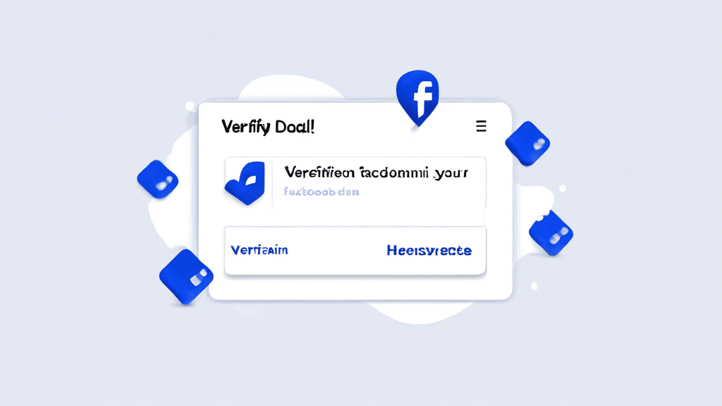 Here is a potential DALL-E prompt for an image related to the article title How to Verify Your Domain on Facebook:nnA blue verification checkmark icon next to the Facebook logo, with a domain name URL