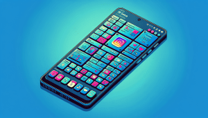 A smartphone displaying a customizable Instagram widget with various layouts and content options.