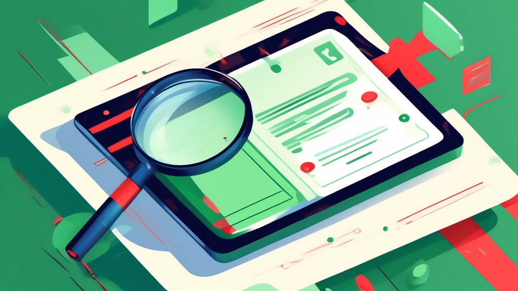 DALL-E Prompt: A magnifying glass hovering over a digital document on a laptop screen, with green check marks and red X marks floating around it, representing the process of verifying the legitimacy a