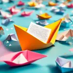 A paper boat with an Instagram DM notification icon for a sail, floating on a sea of unread messages.