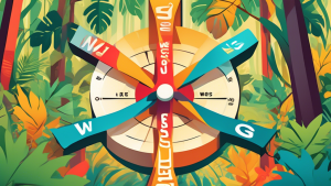 A friendly cartoon compass helping a lost website through a jungle of SiteGround Support signs.