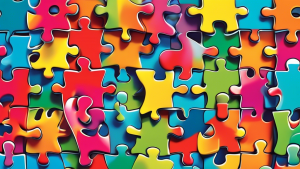 A jigsaw puzzle with pieces shaped like price tags coming together to form a perfect fit.