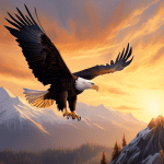 Here is a DALL-E prompt for an image related to the article title Soaring to New Heights:nnA majestic bald eagle with its wings fully extended, soaring high above a scenic mountain landscape at sunris