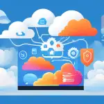 DALL-E Prompt:nA colorful, minimalist illustration showing a user-friendly web portal with the Cloudflare logo, where various icons representing easy access, security, and performance are flowing smoo