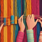 A hand using colorful threads to stitch together a message on a tapestry, with each thread representing a different customer and their unique preferences.