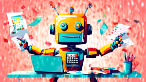 A robot managing a budget spreadsheet and balancing finances.