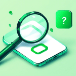A magnifying glass hovering over a mobile phone with a green checkmark on the screen.