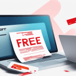 DALL-E Prompt: A person carefully reading the fine print on a contract next to a laptop displaying a Free Trial offer, with a large red exclamation mark hovering over a credit card in the foreground,