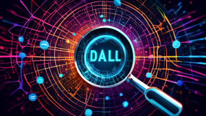 DALL-E Prompt: A magnifying glass hovering over a web of interconnected nodes and subdomains, with the main domain name prominently displayed in the center of the web, all set against a digital backgr