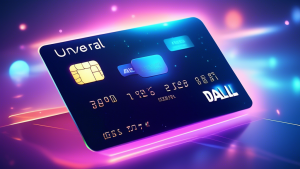 DALL-E Prompt:nA futuristic, sleek credit card floating in a digital space, surrounded by holographic icons representing various payment methods like contactless pay, chip and PIN, and online transact