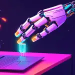 DALL-E Prompt:nA robotic hand emerging from a computer screen, holding a glowing envelope that symbolizes an automated email. The envelope is surrounded by a network of connected nodes and data points