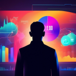 DALL-E Prompt: A person standing in front of a large, futuristic digital screen displaying colorful graphs, charts, and data visualizations related to website traffic and user behavior, with the Googl