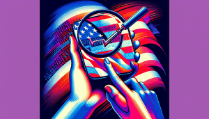A hand holding a smartphone with a US flag reflected on the screen and a magnifying glass over the words Verify and a phone number.