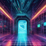 A digital illustration of data flowing through a futuristic gateway, labeled NMI with circuits and wires visible inside.