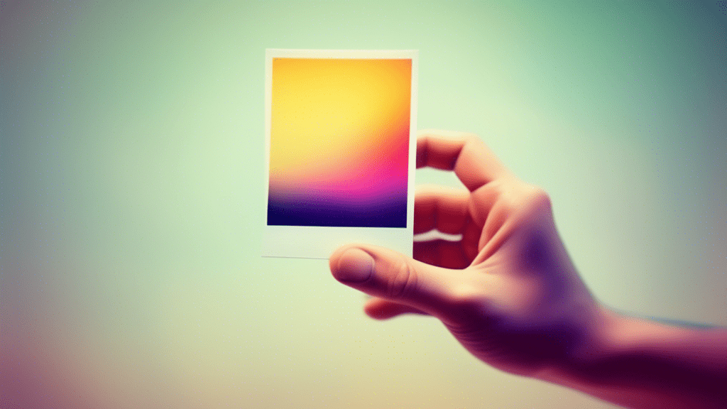 A hand reaching out to touch a Polaroid photo of a blurry, fleeting moment.