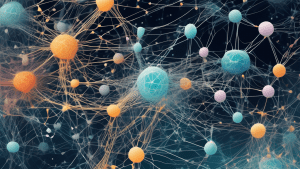 Create an image that visually represents the internal mechanisms of a large language model (LLM). Depict a complex, multi-layered neural network with nodes and connections resembling the flow and stor