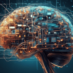 Create an image depicting a layered brain made up of interconnected digital components, representing the complexity and functionality of large language models (LLMs). Include visual elements such as n