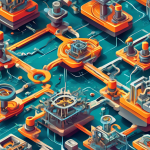 A detailed, isometric illustration of a complex, interconnected flowchart resembling a mechanical lock mechanism, with gears, levers, and intricate pathways, transforming from a tangled mess into a sl