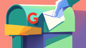 A cartoon letter with the Google Maps pin logo on it being lowered into a mailbox with a hand reaching out to grab it.