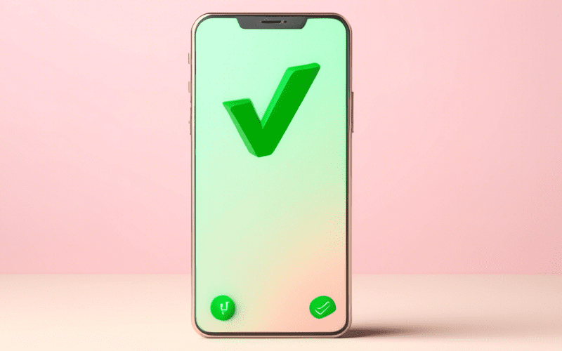 DALL-E prompt: A 3D illustration of a smartphone with a green checkmark hovering above it, symbolizing successful phone number verification, on a simple pastel background.