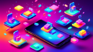 DALL-E Prompt:nA colorful digital illustration depicting multiple floating smartphones on a vibrant background, with glowing verification check marks emanating from their screens, symbolizing the conc