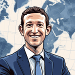 Create a portrait of Joel Kaplan, the Vice President of Global Public Policy at Facebook, in a professional setting. The background should showcase elements related to his work, such as a world map, a