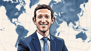 Create a portrait of Joel Kaplan, the Vice President of Global Public Policy at Facebook, in a professional setting. The background should showcase elements related to his work, such as a world map, a
