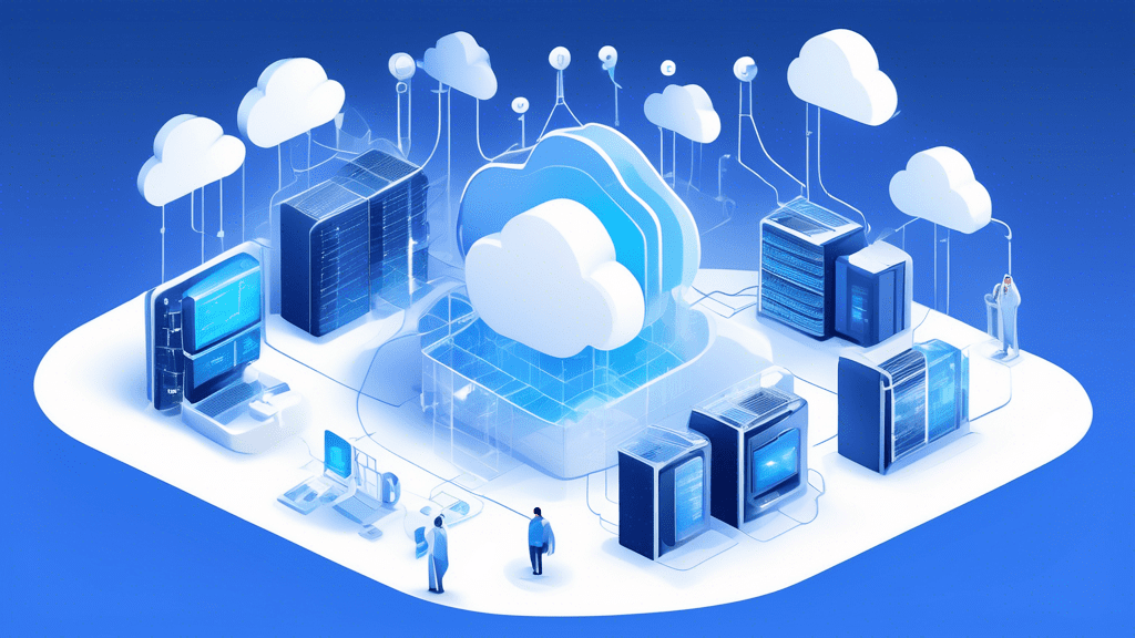 Create an image that showcases various features and benefits of Google Cloud. Illustrate modern data centers with advanced security, big data analytics, and scalable infrastructure. Include elements l