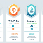 An illustrative comparison of top WordPress hosting options, featuring a modern graphic with interconnected elements representing different hosting companies, performance metrics, price tags, and cust