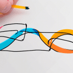 A hand drawing a continuous looping line on a piece of paper, with the words Loop Support written below it.