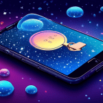 A smartphone with a giant verification bubble coming out of the screen with a combination lock on it. The background is a starry night sky.